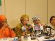 La Vice-secrétaire générale de l’ONU Amina Mohammed (2e à gauche), avec la Directrice d’ONU Femmes Phumzile Mlambo-Ngcuka, la Représentante spéciale du Secrétaire général sur la violence sexuelle dans les conflits, Pramila Patten, et la Ministre des affaires féminines et du développement social du Nigéria, Aisha Alhassan, à Abuja. Photo Lulu G.