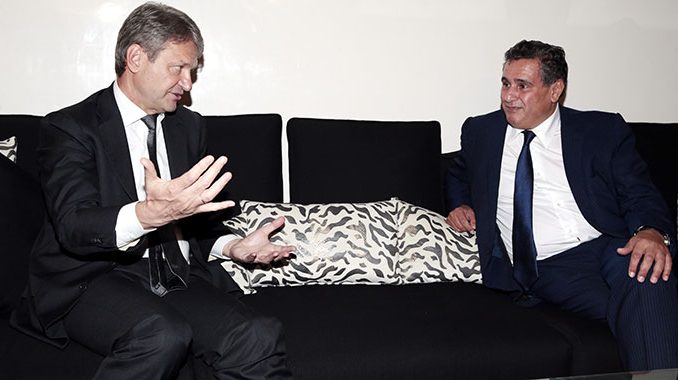 Aziz Akhannouch, ministre de l'Agriculture, de la Pêche maritime, du Développement Rural et des Eaux et Forêts et M. Tkatchev, Ministre de l’Agriculture de la Fédération de Russie Aziz Akhannouch, ministre de l'Agriculture, de la Pêche maritime, du Développement Rural et des Eaux et Forêts et M. Tkatchev, Ministre de l’Agriculture de la Fédération de Russie
