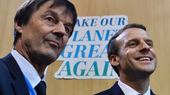 Emmanuel Macron et Nicolas Hulot lors du One Planet Summit Emmanuel Macron et Nicolas Hulot lors du One Planet Summit