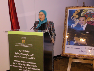 Nezha El Ouafi, la secrétaire d’État chargée du développement durable, lors de l’atelier de présentation de la Stratégie Nationale de Réduction et de Valorisation des Déchets.